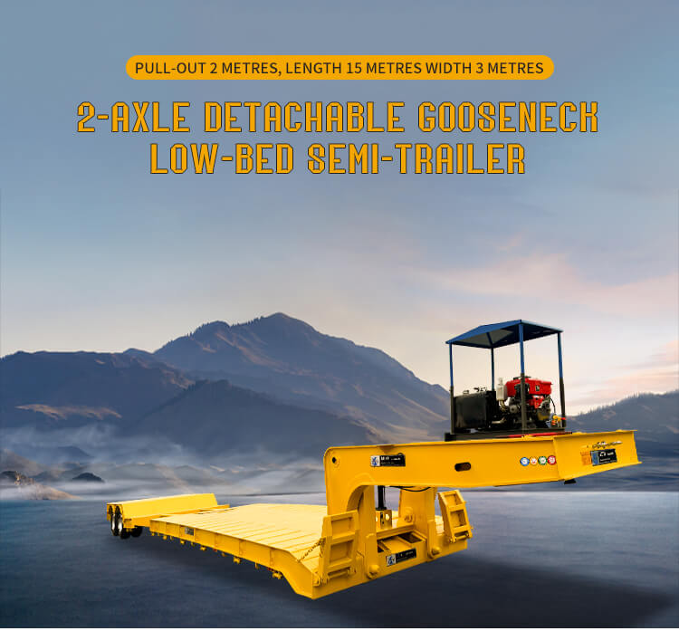 2-achsiger 120-Tonnen-Tieflader mit hydraulisch abnehmbarem Schwanenhals