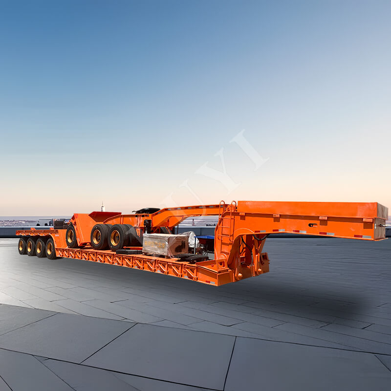 4-achsiger 80-Tonnen-Tieflader mit abnehmbarem Schwanenhals