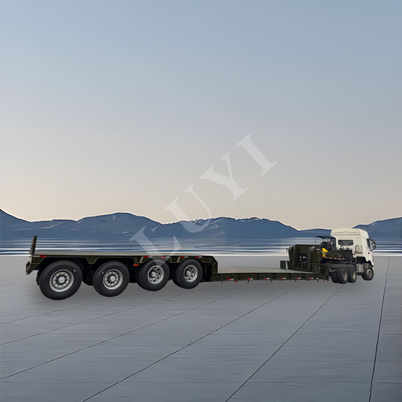 4-achsiger abnehmbarer Schwanenhals-150-Tonnen-Tiefbett-LKW-Anhänger 4-achsiger abnehmbarer Schwanenhals-150-Tonnen-Tiefbett-LKW-Anhänger