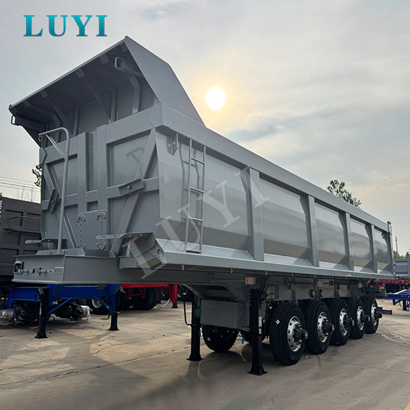 LUYI Grauer Fünf-Achsen-Hinterkipp-Sattelauflieger