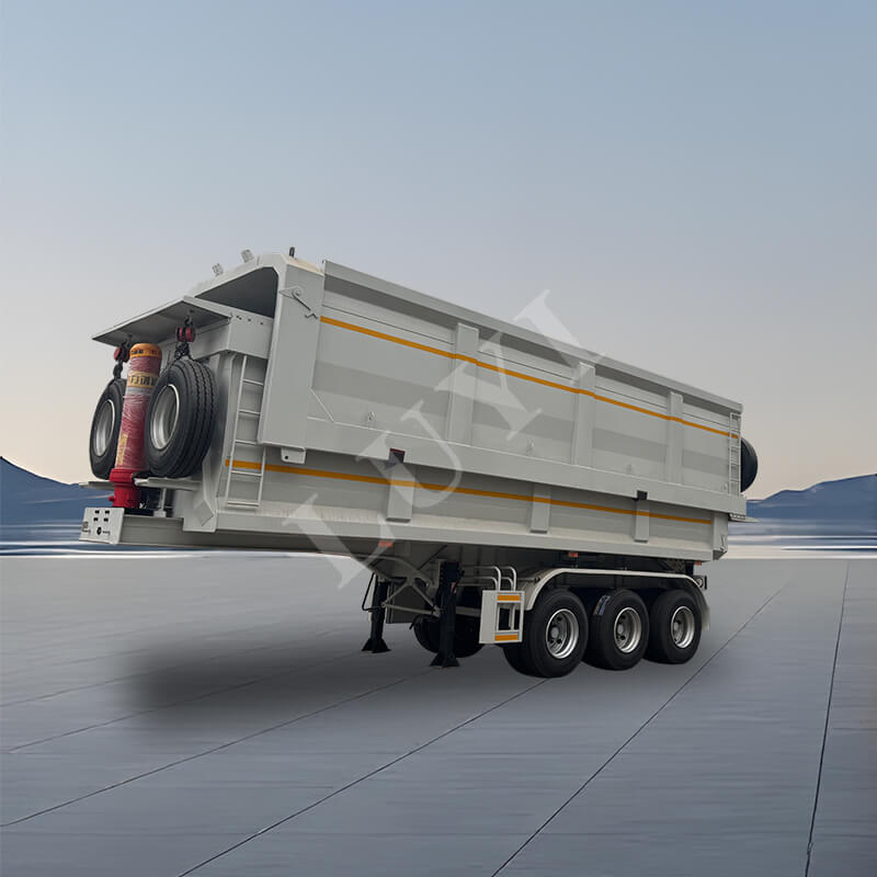 Dreiachsiger 60-80-Tonnen-Sattelauflieger mit Hinterkippung Dreiachsiger 60-80-Tonnen-Sattelauflieger mit Hinterkippung