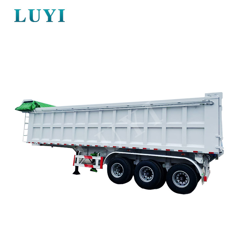 Weißer 3-Achs-Hinterkipp-Sattelauflieger